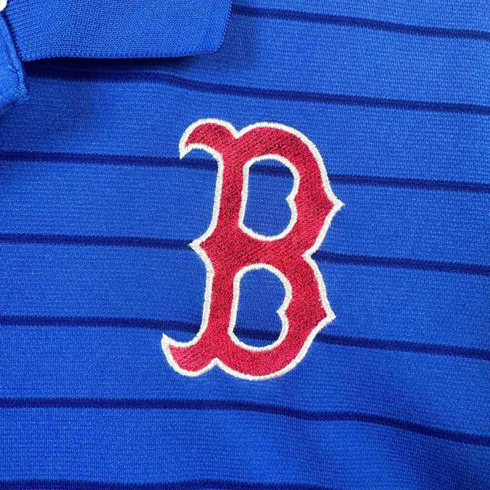 Boston Red Sox Nike Dri-Fit Polo Shirt Mens Large Blue Striped‎ MLB DD2190-480